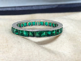 Art Deco Silver Emerald Paste Eternity Ring