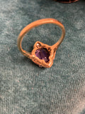 Buff Top Art Deco Amethyst Ring