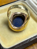 Reserved 14ct 20th Century Modernist Lapis Lazuli Intaglio Ring