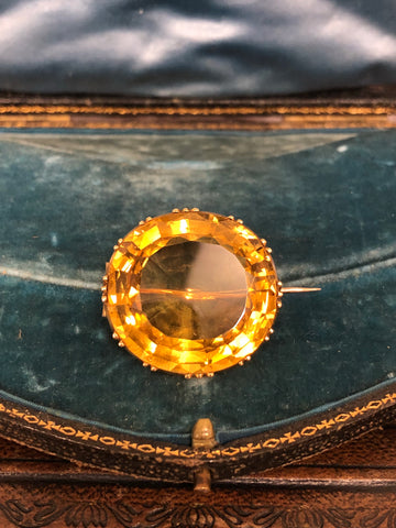 Giant 19th Century Citrine Brooch