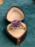 Buff Top Art Deco Amethyst Ring