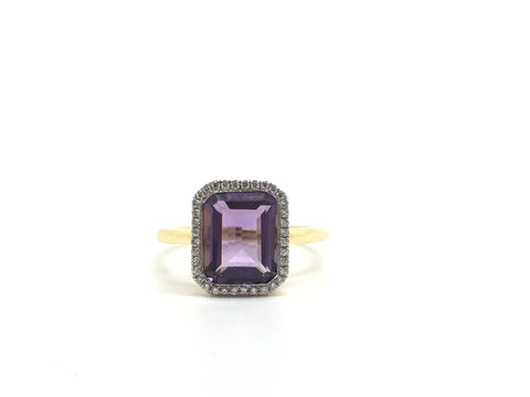Stunning 18ct Gold Micro Pave Diamond and Amethyst Cocktail Ring - Ishy Antiques