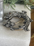 Victorian Diamond and Ruby Dolphin Brooch