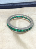 Art Deco Silver Emerald Paste Eternity Ring