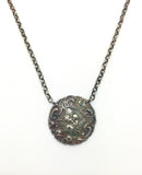 Antique Sterling Silver Cherub Button Necklace - Ishy Antiques