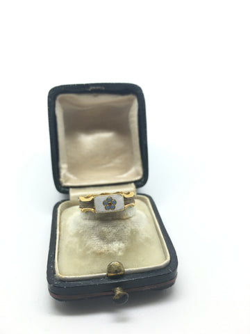 Victorian White Enamel Mourning Ring - Ishy Antiques