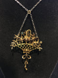 Rare Gemstone set Giardinetti Basket Necklace in Platinum and 18ct Gold - Ishy Antiques