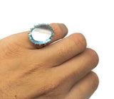 Reserved Large Aquamarine Cocktail Ring - Ishy Antiques