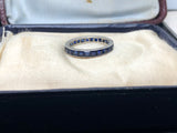 Reserved 2 x Art Deco Silver Sapphire Paste Eternity Rings