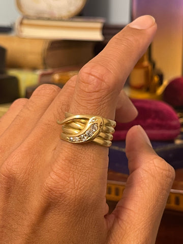 Private Sale A. Antique 18ct Gold Diamond Snake Ring