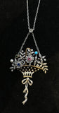 Rare Gemstone set Giardinetti Basket Necklace in Platinum and 18ct Gold - Ishy Antiques