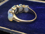 Edwardian 18ct Gold Opal and Diamond Five Stone Ring
