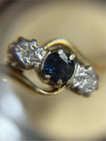 20th Century 18ct Gold Sapphire and Diamond Trilogy Ring