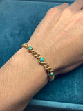 18ct Edwardian Curb Link Bracelet set with turquoise