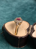 Antique 18ct Ruby and Diamond Cluster Ring