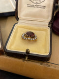 15ct Edwardian Garnet and Pearl Heart Brooch