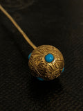 French Victorian 18ct Turquoise Ball Stick Pin