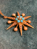 15ct Gold Victorian Turquoise and Diamond Pearl Star pendant and 18ct Pearl and Star