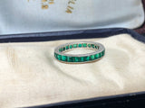 Art Deco Silver Emerald Paste Eternity Ring