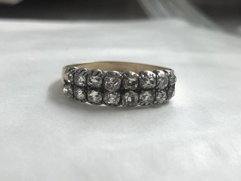 Late Georgian / Early Victorian Old cut diamond two row ring