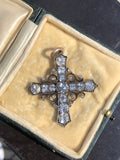Early Victorian Rock Crystal and Diamond Cross Pendant