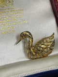 Reserved 18ct Gold Swan Brooch