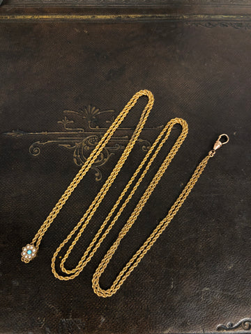 Antique 9ct Gold Long Chain with Slider